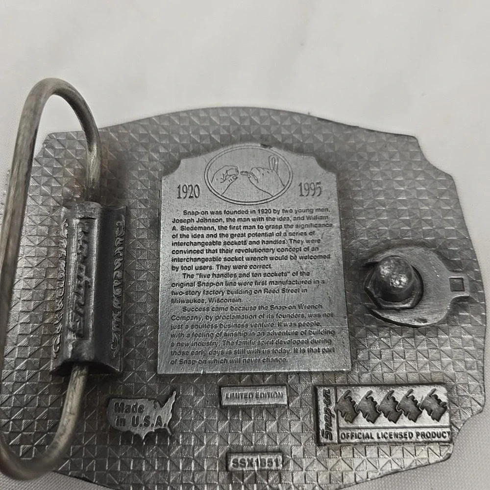 Buckle Snap-on Tools 75th Anni Vintage Mens Limited Ed. Pewter Coll. 3-2/8×2-5/8